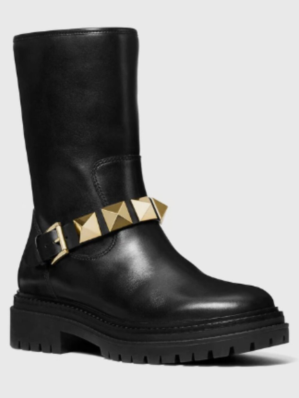 NEW Without Box  MICHAEL KORS $250 BLACK LAYTON STUDDED LEATHER BOOTS SZ 9.5M